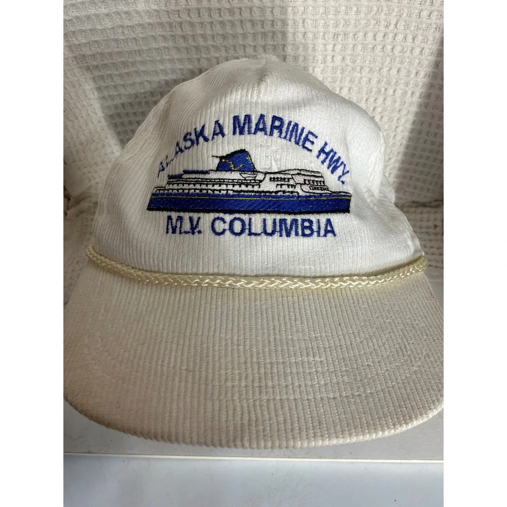 Nautical Mens Unbranded Alaska Marine Hwy MV Columbia Hat OS White
